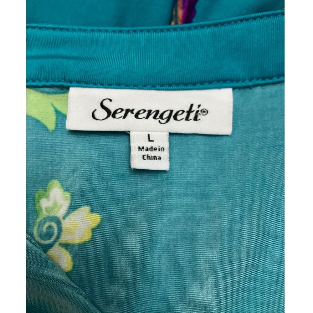 Serengeti Women's Colorful Paisley Button Front 3/4 Sleeve Tunic Top | SZ L NWOT - Picture 6 of 8